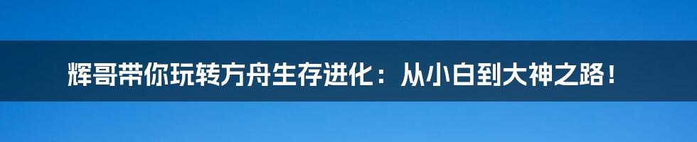 辉哥带你玩转方舟生存进化:从小白到大神之路!