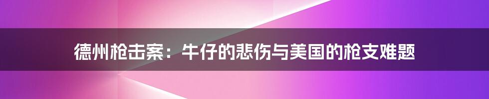 德州枪击案:牛仔的悲伤与美国的枪支难题
