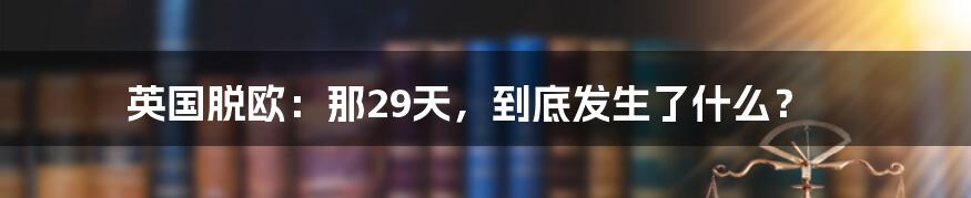 英国脱欧:那29天,到底发生了什么?