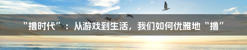 “撸时代”:从游戏到生活,我们如何优雅地“撸”