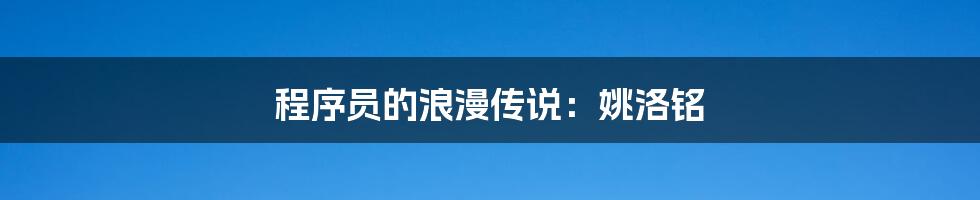 程序员的浪漫传说:姚洛铭