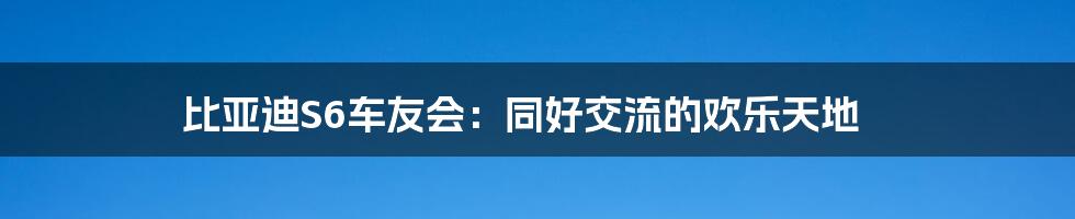比亚迪S6车友会:同好交流的欢乐天地
