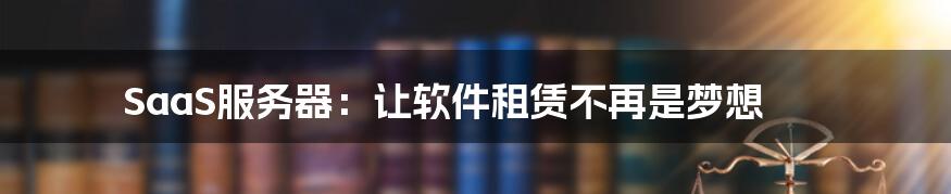 SaaS服务器：让软件租赁不再是梦想