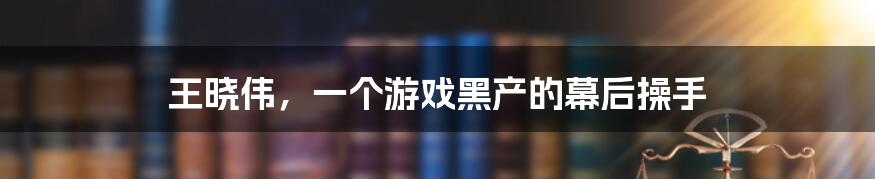 王晓伟,一个游戏黑产的幕后操手