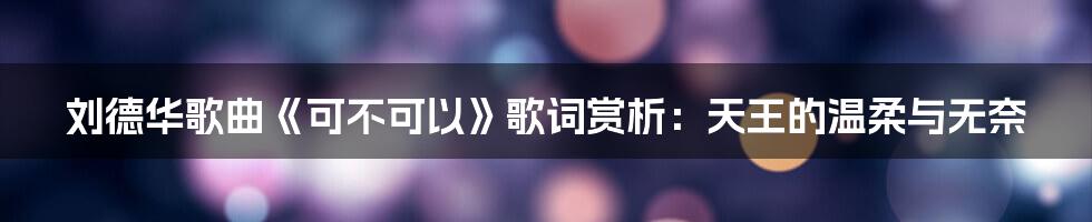 刘德华歌曲《可不可以》歌词赏析:天王的温柔与无奈