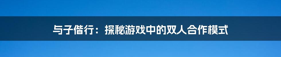 与子偕行:探秘游戏中的双人合作模式