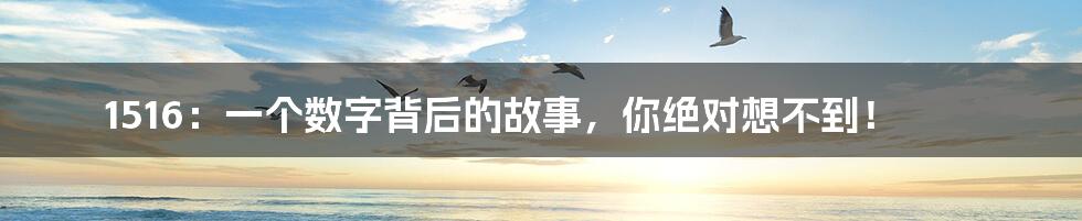 1516:一个数字背后的故事,你绝对想不到!