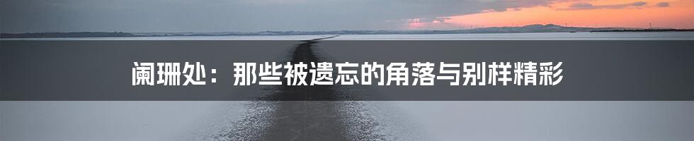 阑珊处:那些被遗忘的角落与别样精彩