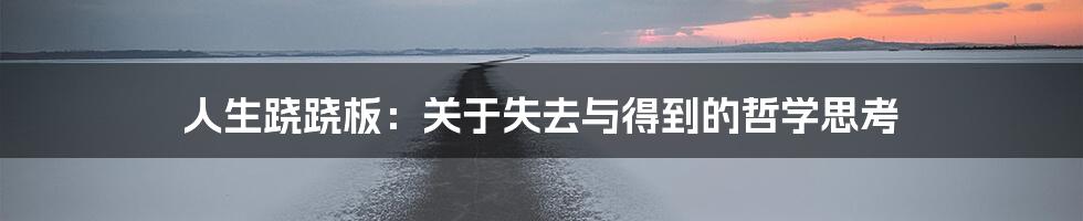 人生跷跷板:关于失去与得到的哲学思考