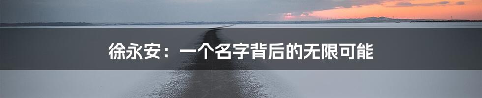 徐永安:一个名字背后的无限可能