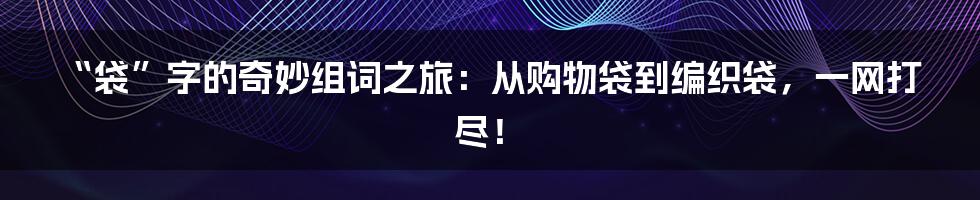 “袋”字的奇妙组词之旅:从购物袋到编织袋,一网打尽!