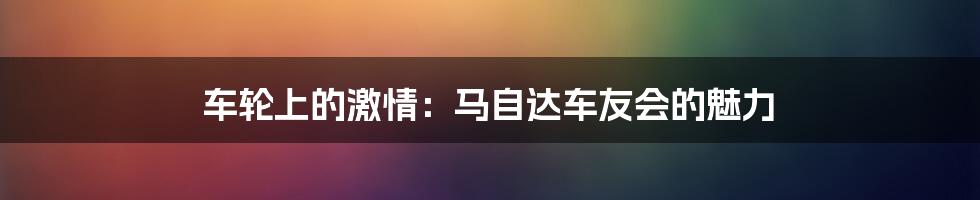 车轮上的激情:马自达车友会的魅力