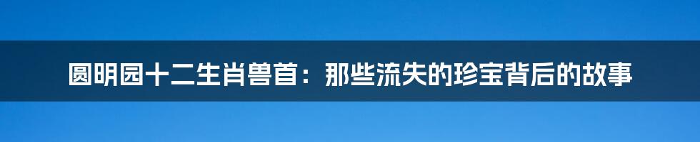 圆明园十二生肖兽首:那些流失的珍宝背后的故事