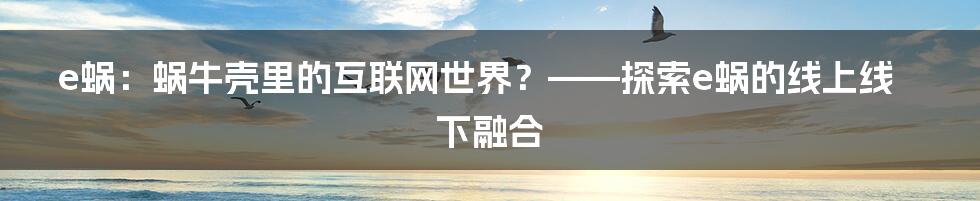 e蜗:蜗牛壳里的互联网世界?——探索e蜗的线上线下融合