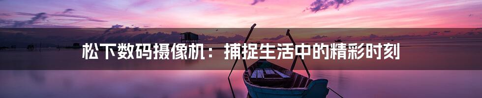 松下数码摄像机:捕捉生活中的精彩时刻