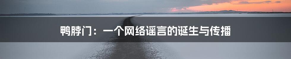 鸭脖门:一个网络谣言的诞生与传播