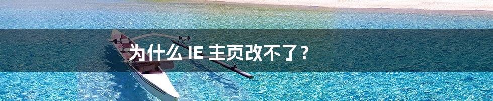 为什么 IE 主页改不了?