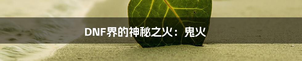 DNF界的神秘之火:鬼火
