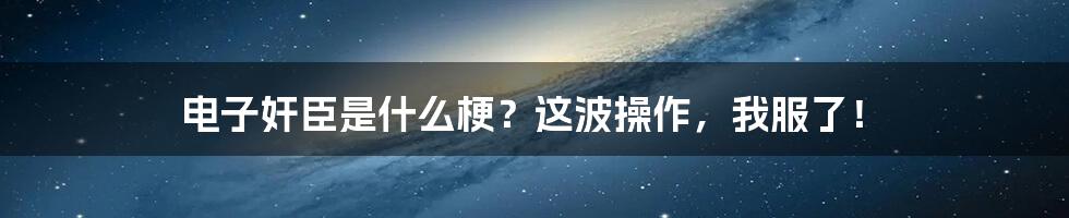 电子奸臣是什么梗?这波操作,我服了!