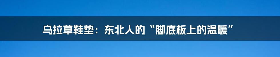 乌拉草鞋垫:东北人的“脚底板上的温暖”