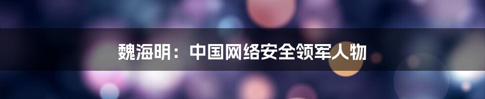 魏海明:中国网络安全领军人物