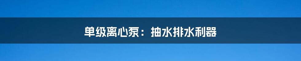 单级离心泵:抽水排水利器