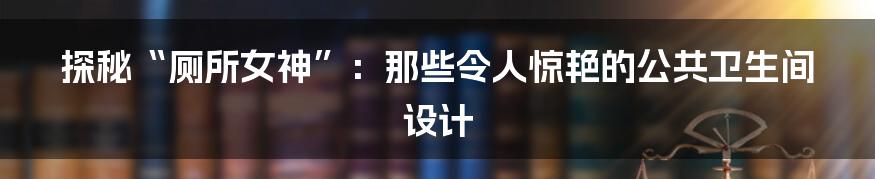 探秘“厕所女神”:那些令人惊艳的公共卫生间设计