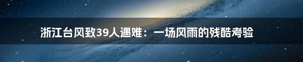 浙江台风致39人遇难:一场风雨的残酷考验