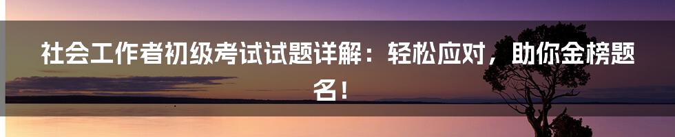 社会工作者初级考试试题详解:轻松应对,助你金榜题名!