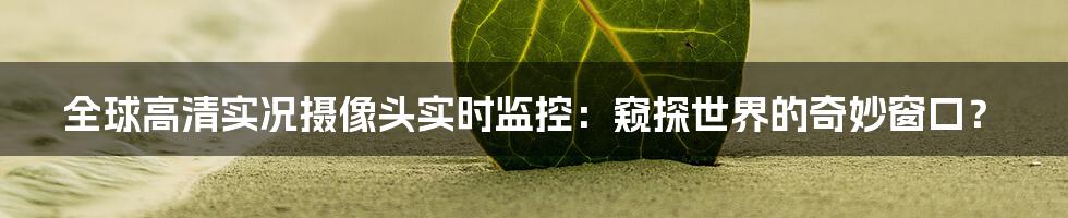 全球高清实况摄像头实时监控:窥探世界的奇妙窗口?