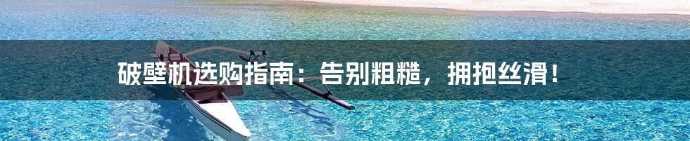 破壁机选购指南:告别粗糙,拥抱丝滑!