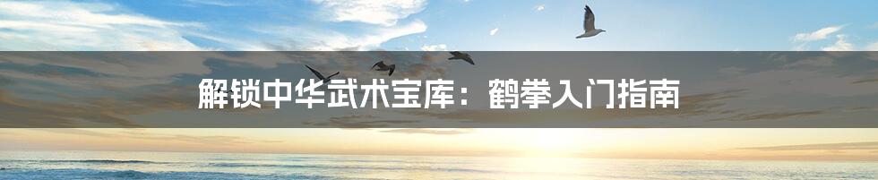 解锁中华武术宝库:鹤拳入门指南