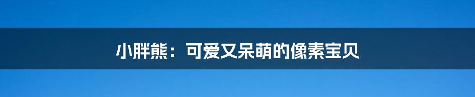 小胖熊：可爱又呆萌的像素宝贝