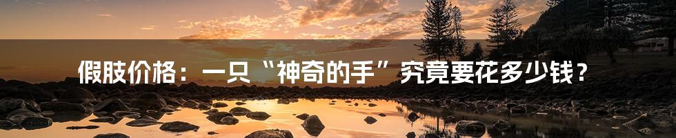 假肢价格:一只“神奇的手”究竟要花多少钱?