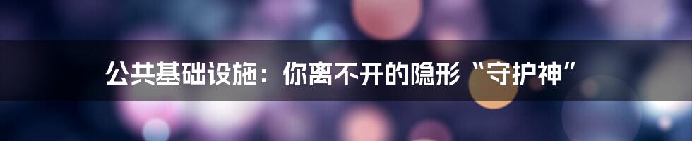 公共基础设施:你离不开的隐形“守护神”