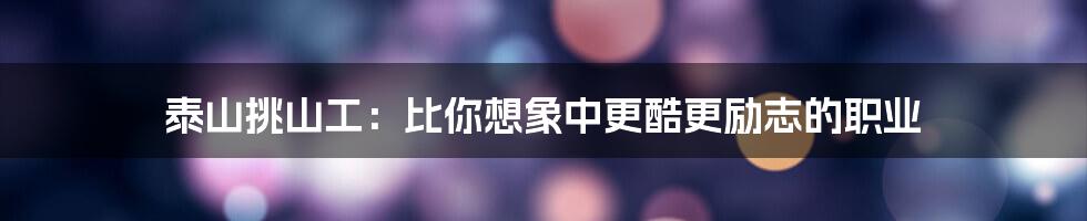 泰山挑山工:比你想象中更酷更励志的职业