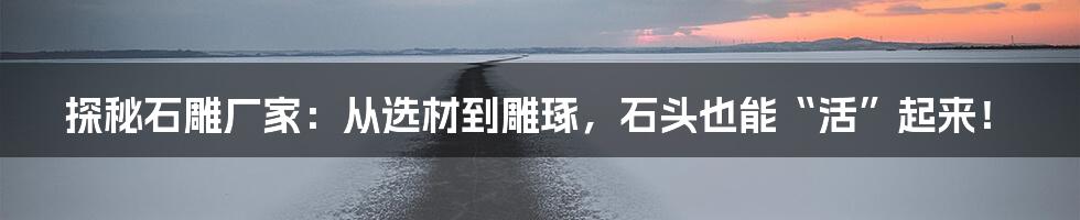 探秘石雕厂家:从选材到雕琢,石头也能“活”起来!