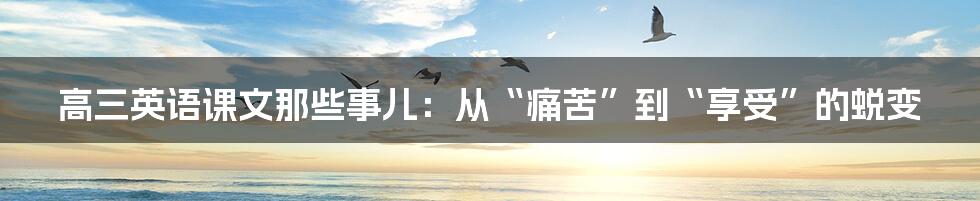 高三英语课文那些事儿:从“痛苦”到“享受”的蜕变