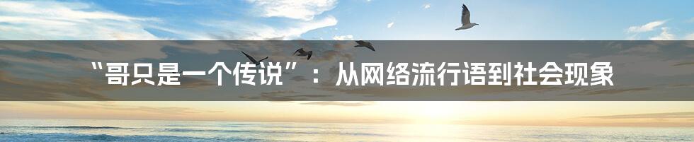 “哥只是一个传说”:从网络流行语到社会现象
