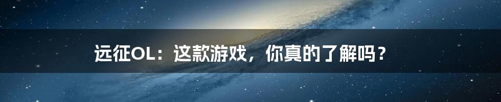远征OL:这款游戏,你真的了解吗?