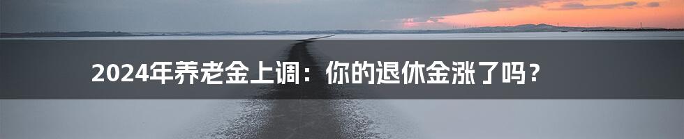 2024年养老金上调:你的退休金涨了吗?