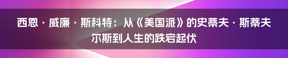西恩·威廉·斯科特:从《美国派》的史蒂夫·斯蒂夫尔斯到人生的跌宕起伏