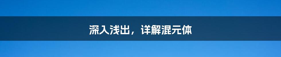 深入浅出,详解混元体