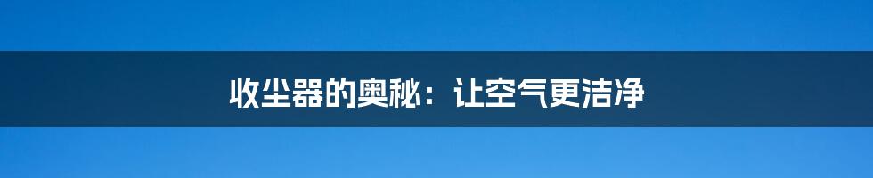 收尘器的奥秘：让空气更洁净