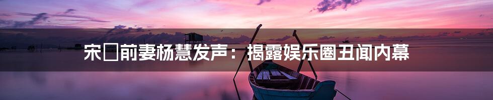宋喆前妻杨慧发声:揭露娱乐圈丑闻内幕