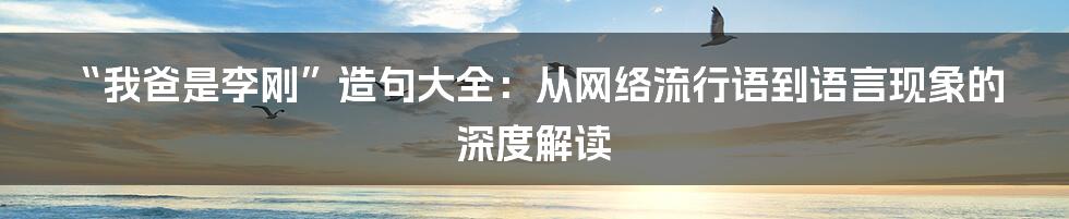 “我爸是李刚”造句大全:从网络流行语到语言现象的深度解读