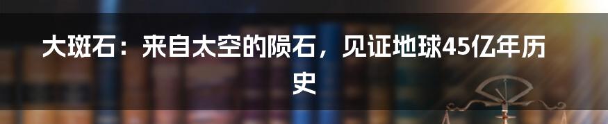大斑石:来自太空的陨石,见证地球45亿年历史