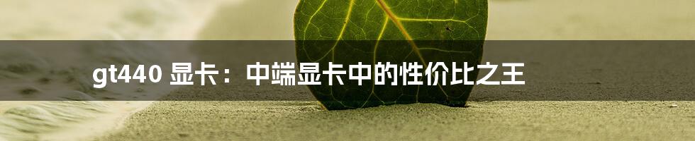 gt440 显卡:中端显卡中的性价比之王