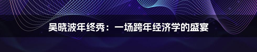 吴晓波年终秀:一场跨年经济学的盛宴
