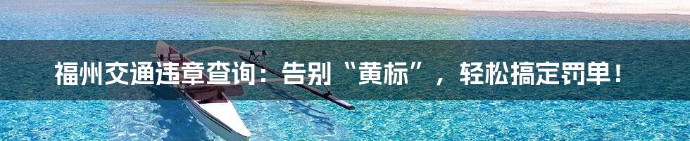 福州交通违章查询:告别“黄标”,轻松搞定罚单!